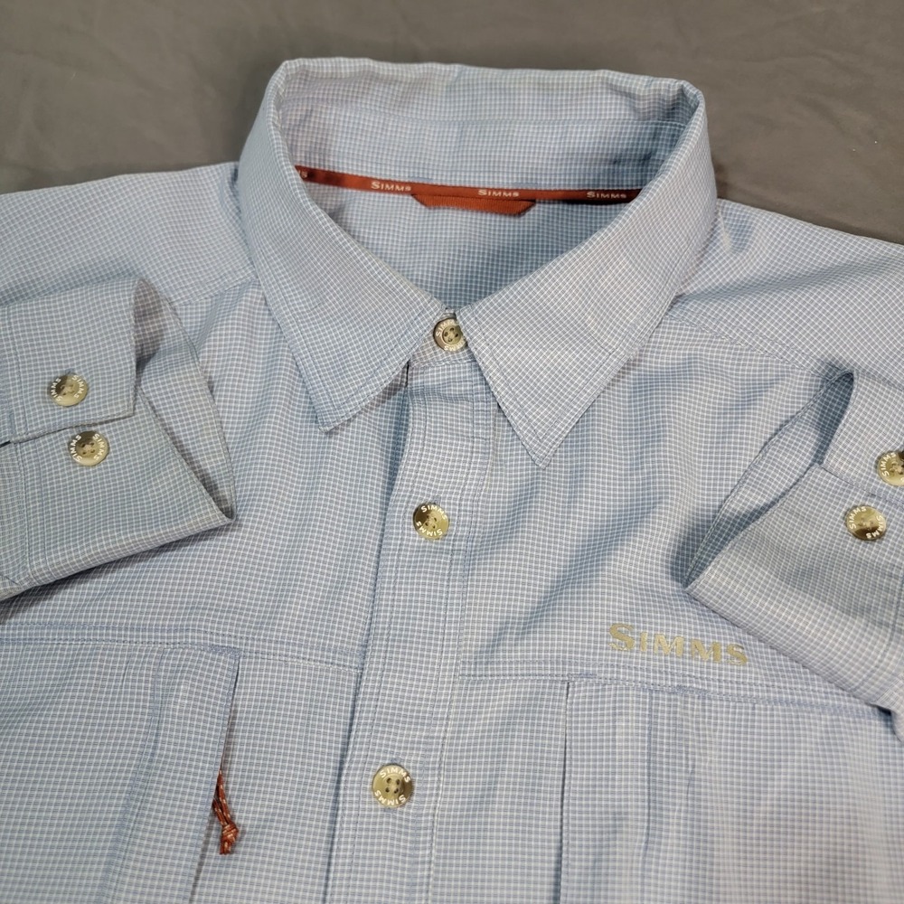 Simms Shirt Mens 2XL Blue Long Sleeve Button Down Fishing Outdoor Casual Collar